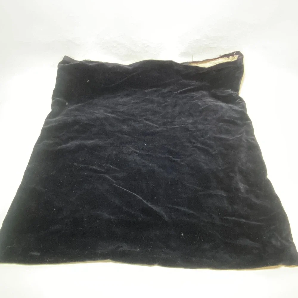 VTG Needlepunch Velvet Pillowcase Unfinished Yellow Flowers Floral Black Kitschy